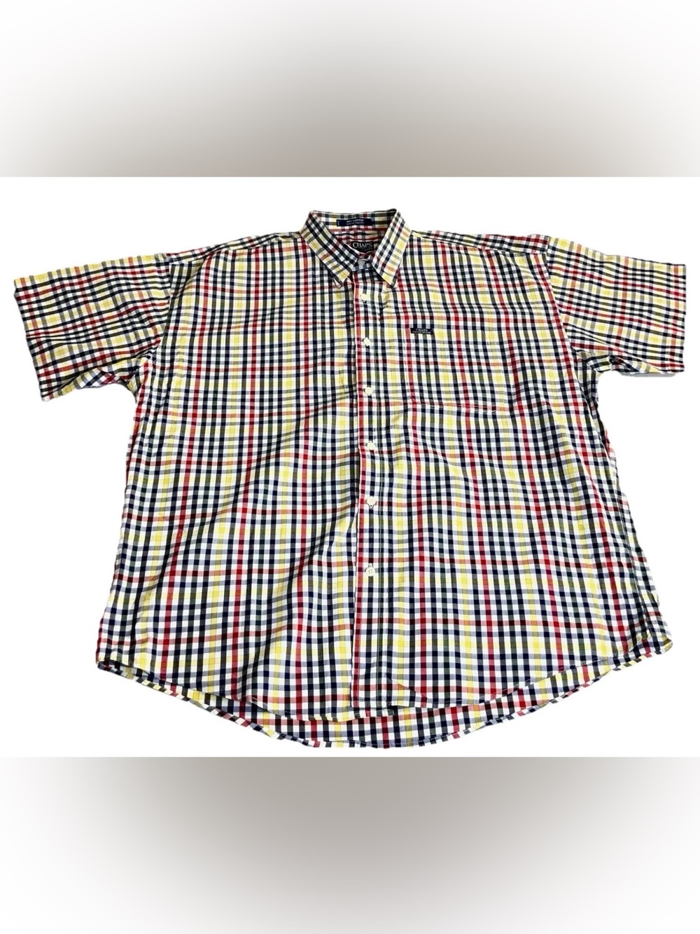 🔥 VINTAGE 90s Chaps Ralph Lauren Plaid Shirt XL 🏁 Short Sleeve Button Down 💎